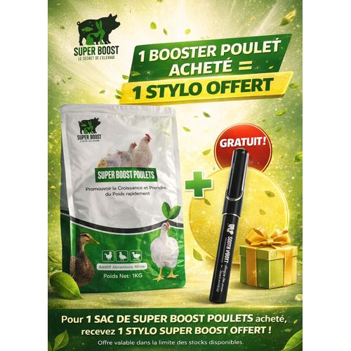 Alimentation Bio - Nutrition animale - Boost Poulets 1KG + 1 STYLO OFFERT