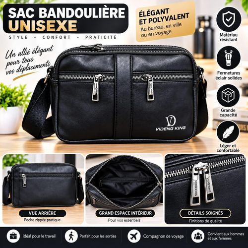 Sac à Épaule en Cuir PU pour Hommes, Sac Bandoulière Rétro, Sac à Main Décontracté