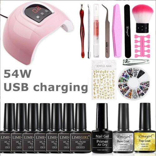 54W Lampe à Vernis Manucure Set Kit de Vernis à Ongles avec Lampe UV Séchage Vernis Ensemble Vernis en Gel Ongles Outils de Manucure Set
