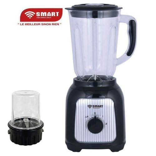 Mixeur Électrique Incassable 2 En 1 Smart (STPE-1040B) – Noir- Puissance TURBO 500W - Élégant - Capacité 1.5L – 2 Vitesses - Garantie 12 Mois.