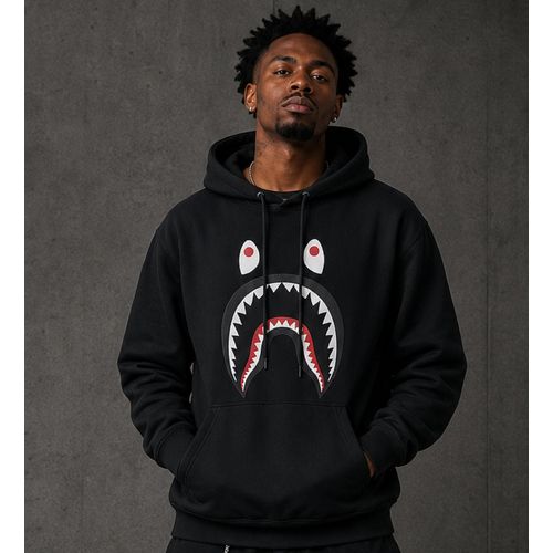 Sweat à Capuche Homme Noir Imprimé – Style Urbain Moderne M