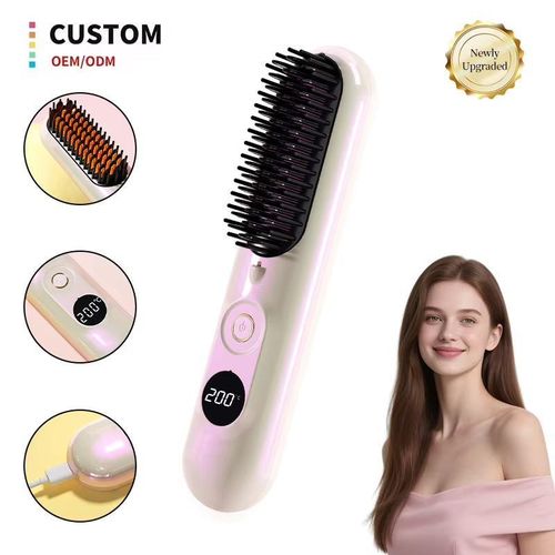 Brosse Lissante Chauffante Sans Fil - Mini Lisseur À Cheveux Portable Rechargeable USB - Anti-Brûlure & Ions Négatifs