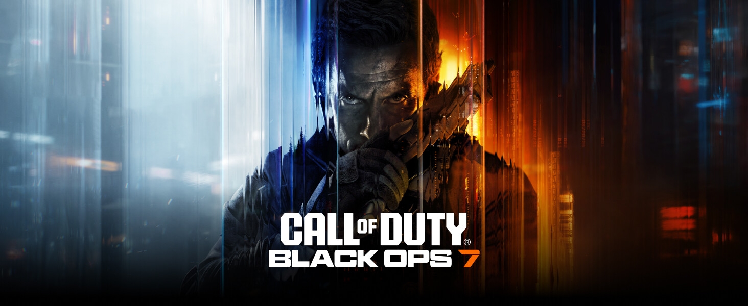 Le texte indique « CALL OF DUTY BLACK OPS ». Interface de jeu à l'atmosphère sombre avec des effets d'éclairage bleu et orange.