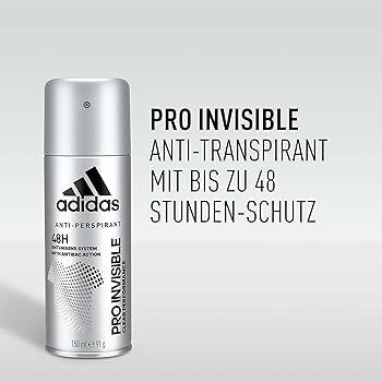 adidas Pro Invisible 48H Antiperspirant for Men, Deodorant Spray with Up to 48 Hours Protection Against Body Odour, Moisture and Residue, with Anti-Stain Formula, 150 ml : Amazon.de: Beauty