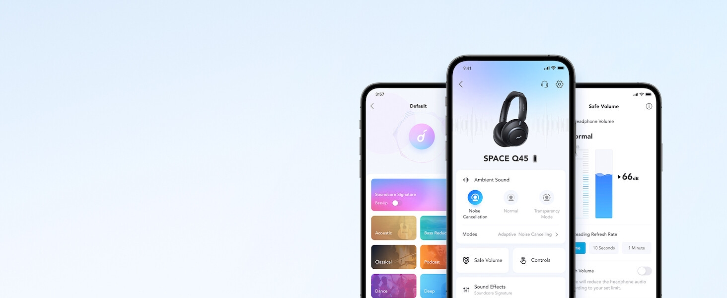 Personnalisez Space Q45 avec un égaliseur réglable, des commandes personnalisables et bien plus encore dans l'application facile à utiliser.