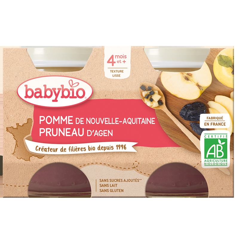 Petits pots Pomme-Pruneau d'Agen Bio (dès 4 mois) - 2x130g Babybio 260g