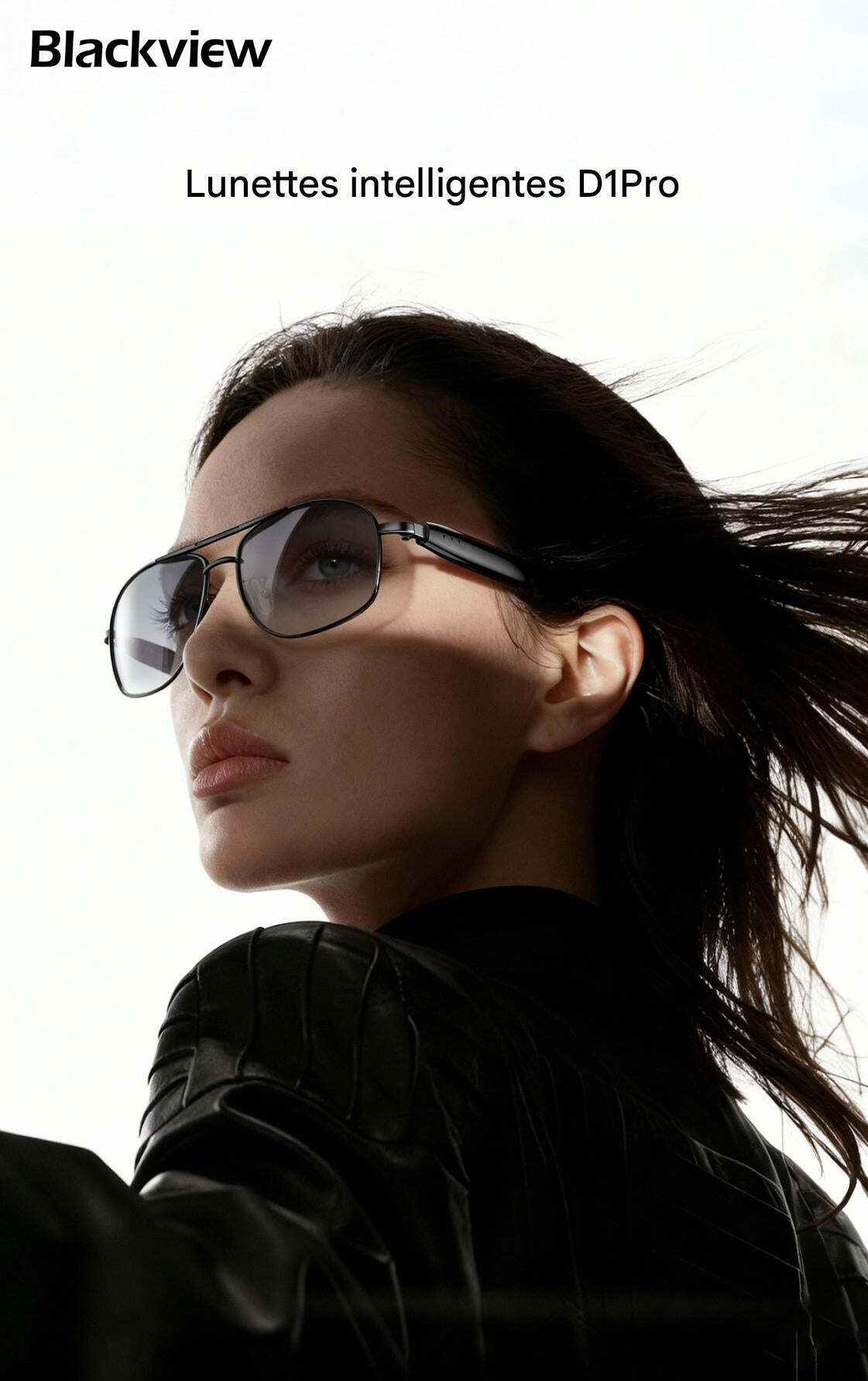 Lunettes de soleil élégantes et intelligentes Blackview D1 Pro IP54 étanches pour l'extérieur