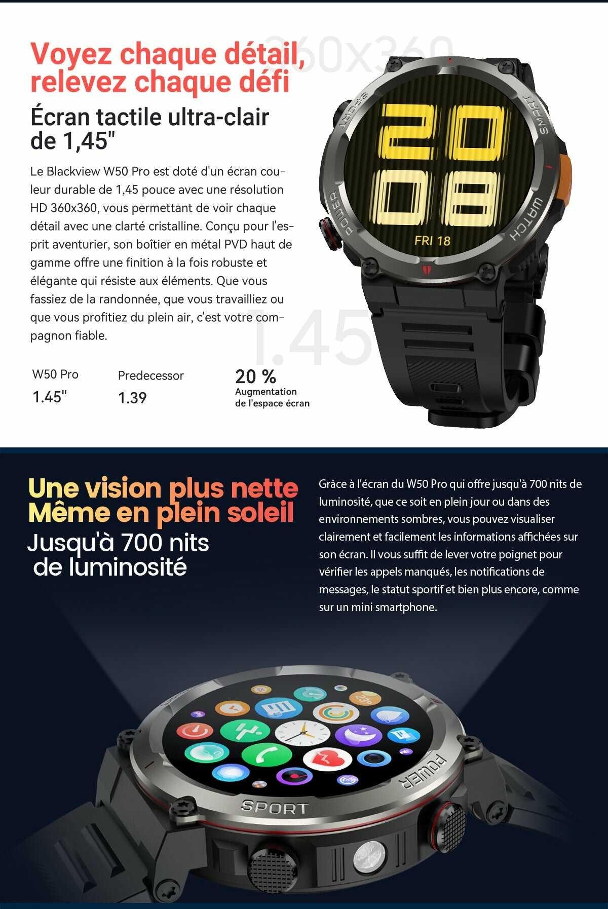 Montre connectée robuste Blackview W50 Pro