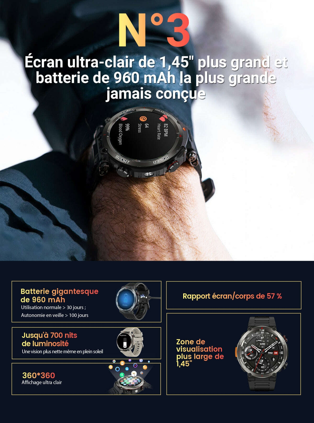 Montre connectée robuste Blackview W50 Pro