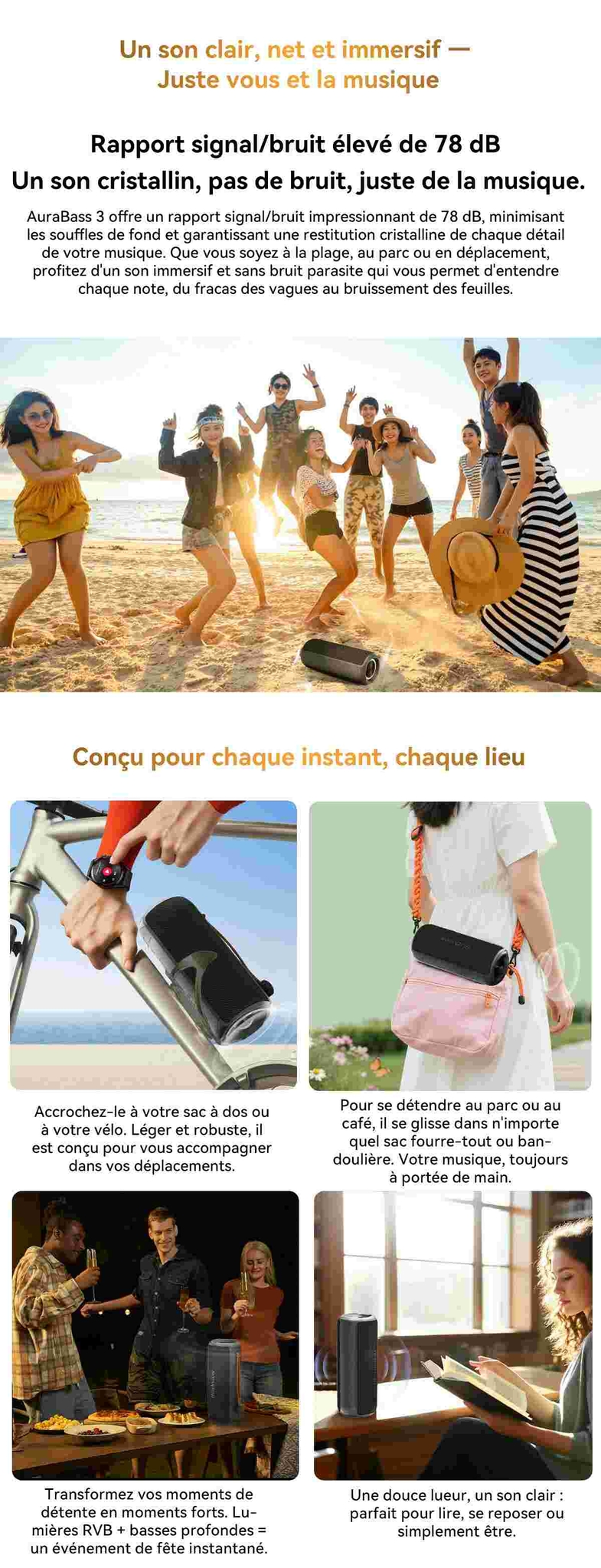 Enceinte stéréo Bluetooth portable d'extérieur Blackview AuraBass 3