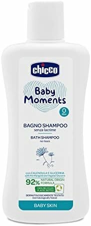 Buy Chicco baby moments bath shampoo no tears for baby skin 0m+ 200ml, multicolor in Saudi Arabia
