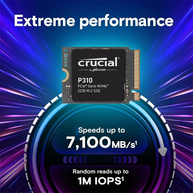 Crucial P310 1TB 2TB M.2 2230 NVMe PCIe Gen4 SSD interne compatible avec SteamDeck, ROG Ally, MSI Claw et Microsoft Surface