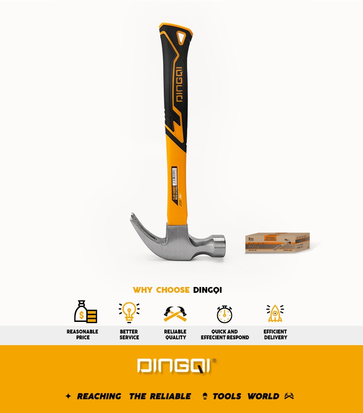 DINGQI – poignée Standard en acier au carbone, pièces forgées, marteau à griffes 16oz avec poignée en Tube d'acier