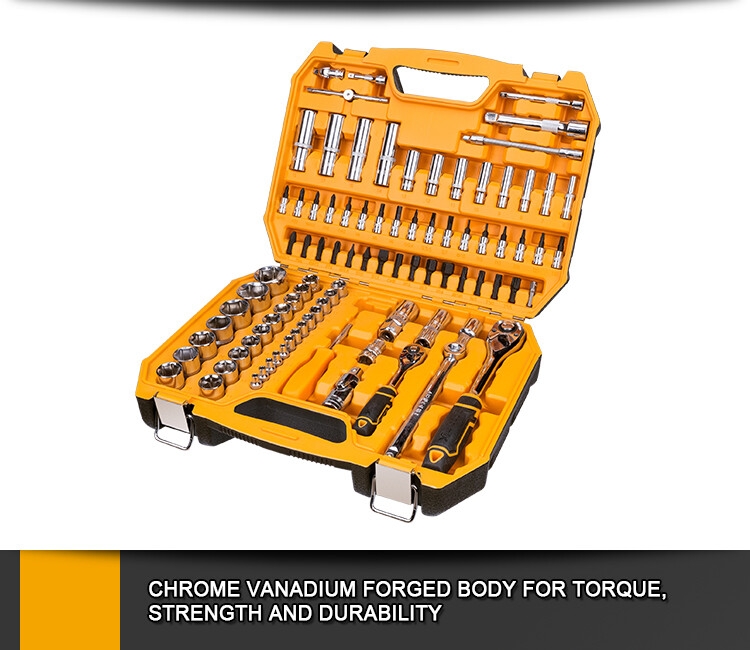 Dingqi CRV Adjustable Hand Tool Socket Wrench Set Professional 94 Pcs 1/4