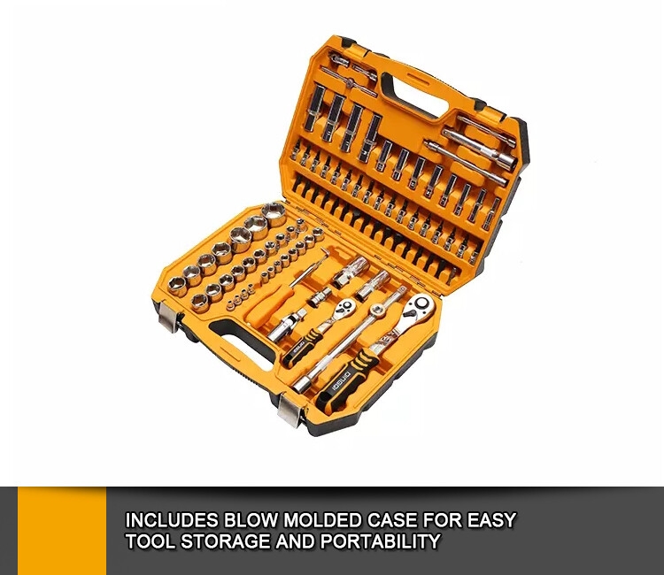 Dingqi CRV Adjustable Hand Tool Socket Wrench Set Professional 94 Pcs 1/4