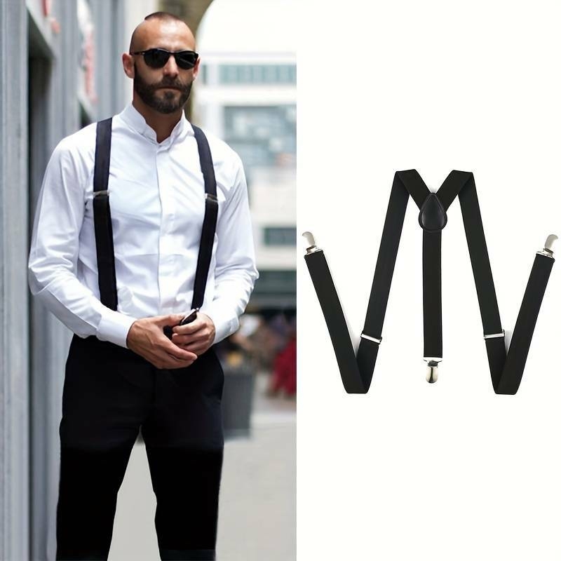 Sangle élastique de couleur unie à la mode pour hommes, bretelles en forme de Y pour hommes, choix idéal pour les cadeaux détails 0