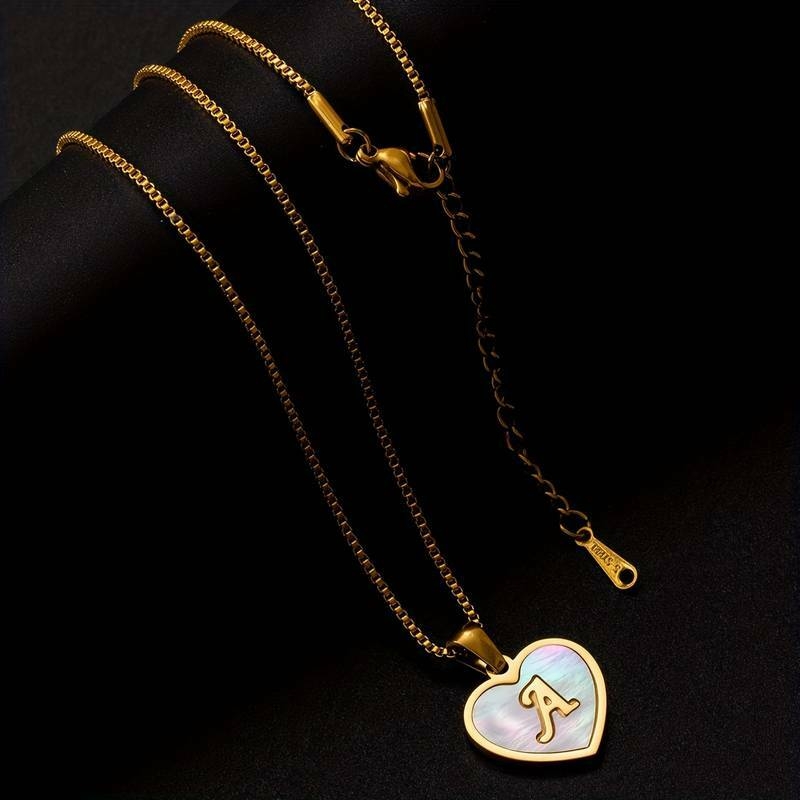 Collier Pendentif En Forme De Cœur Avec Lettre Initiale Anglaise Et Chaîne En Acier Inoxydable, Cadeau Classique Pour Anniversaire Et Fête Des Femmes détails 4