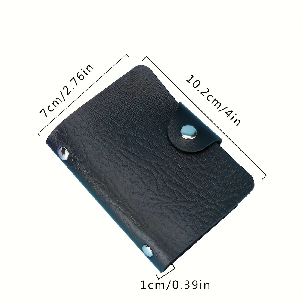 时尚黑色人造皮革钱包，带有 24 个卡槽 - 紧凑的商务名片夹和笔记本，中性设计 详情 1