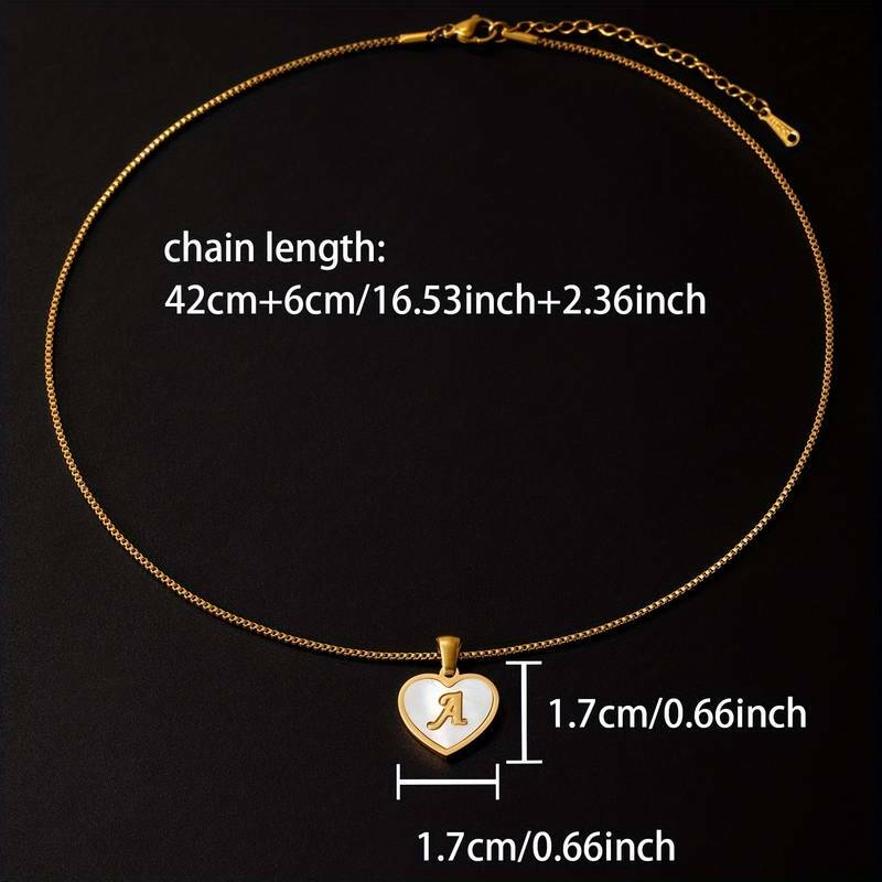 Collier Pendentif En Forme De Cœur Avec Lettre Initiale Anglaise Et Chaîne En Acier Inoxydable, Cadeau Classique Pour Anniversaire Et Fête Des Femmes détails 3