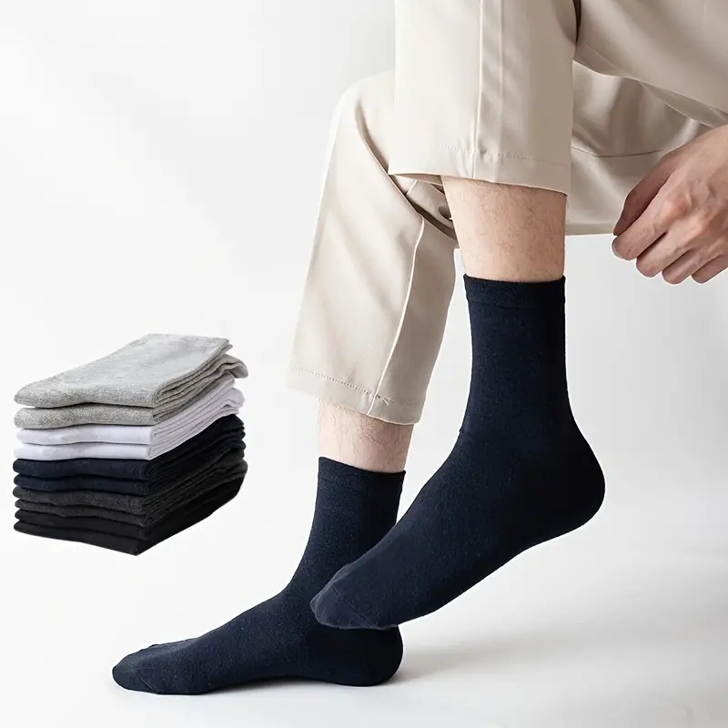 1 paire de chaussettes unies pour hommes détails 0