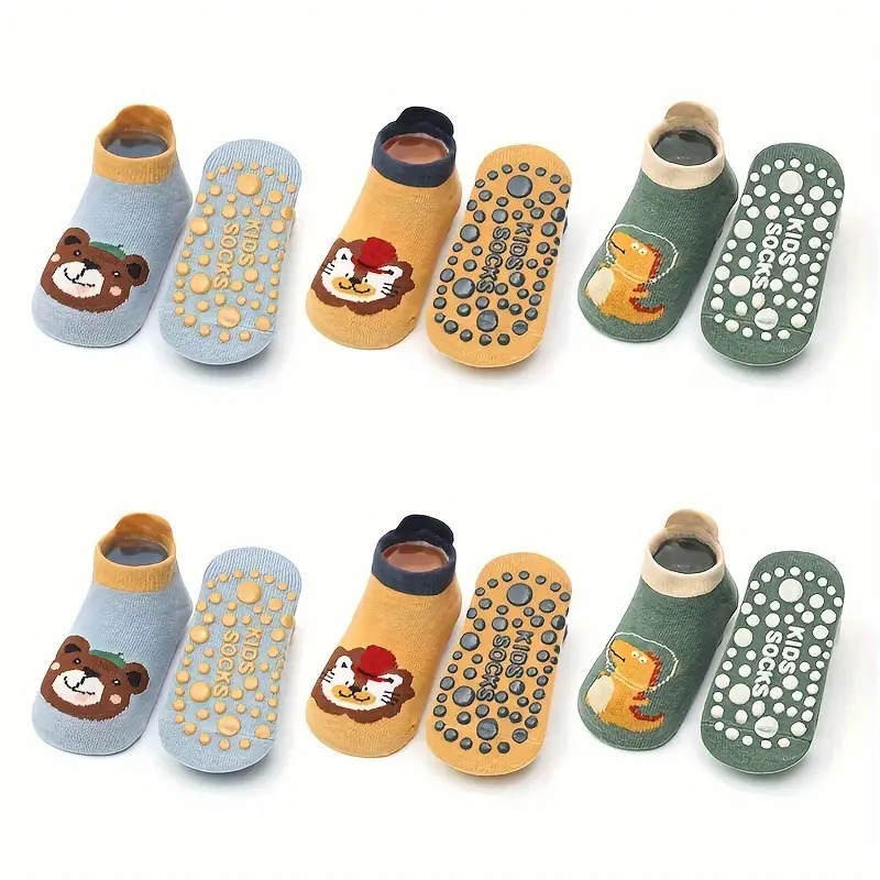 6 pairs of baby boys socks cute cartoon animal pattern non slip cotton toddler socks with grips boys and girls infant socks 6pairs boys color s 0 1y 9 10cm 11