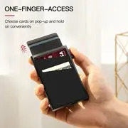 automatic   up credit card holder   minimalist rfid blocking mens business card wallet ideal gift for men details 1