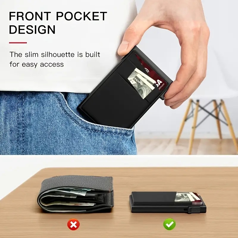 automatic   up credit card holder   minimalist rfid blocking mens business card wallet ideal gift for men details 5
