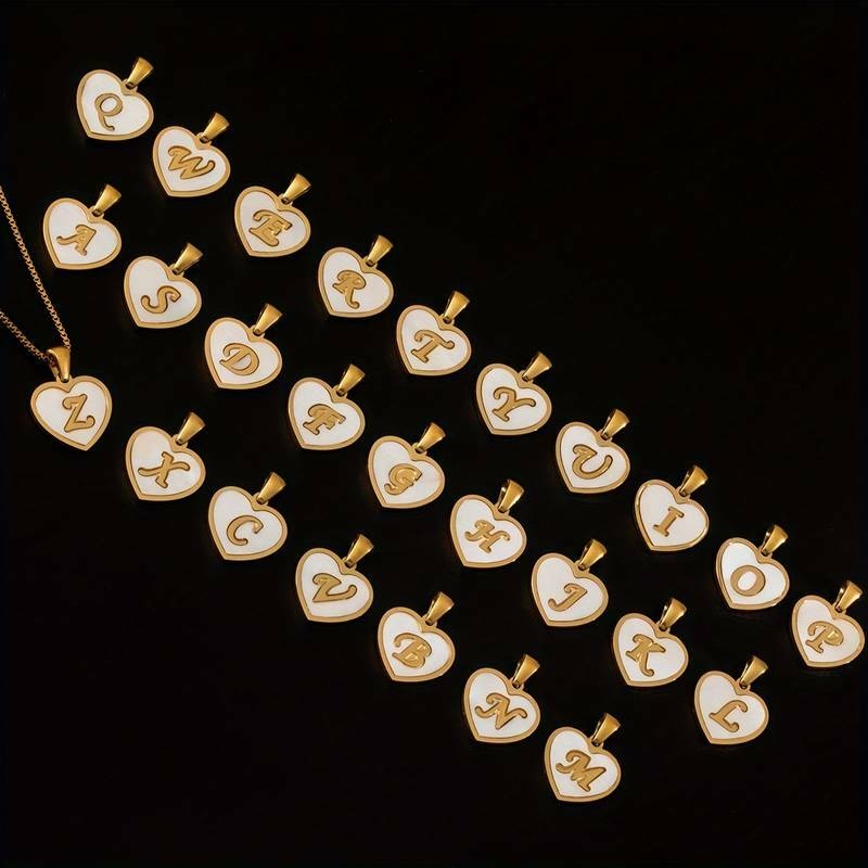 Collier Pendentif En Forme De Cœur Avec Lettre Initiale Anglaise Et Chaîne En Acier Inoxydable, Cadeau Classique Pour Anniversaire Et Fête Des Femmes détails 1