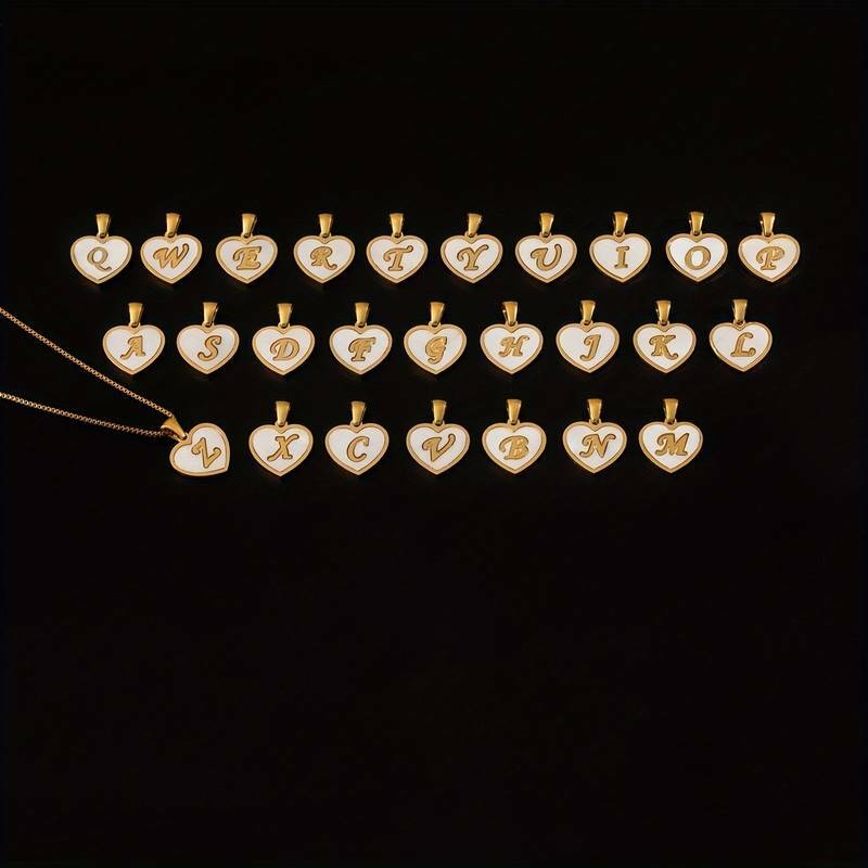 Collier Pendentif En Forme De Cœur Avec Lettre Initiale Anglaise Et Chaîne En Acier Inoxydable, Cadeau Classique Pour Anniversaire Et Fête Des Femmes détails 0