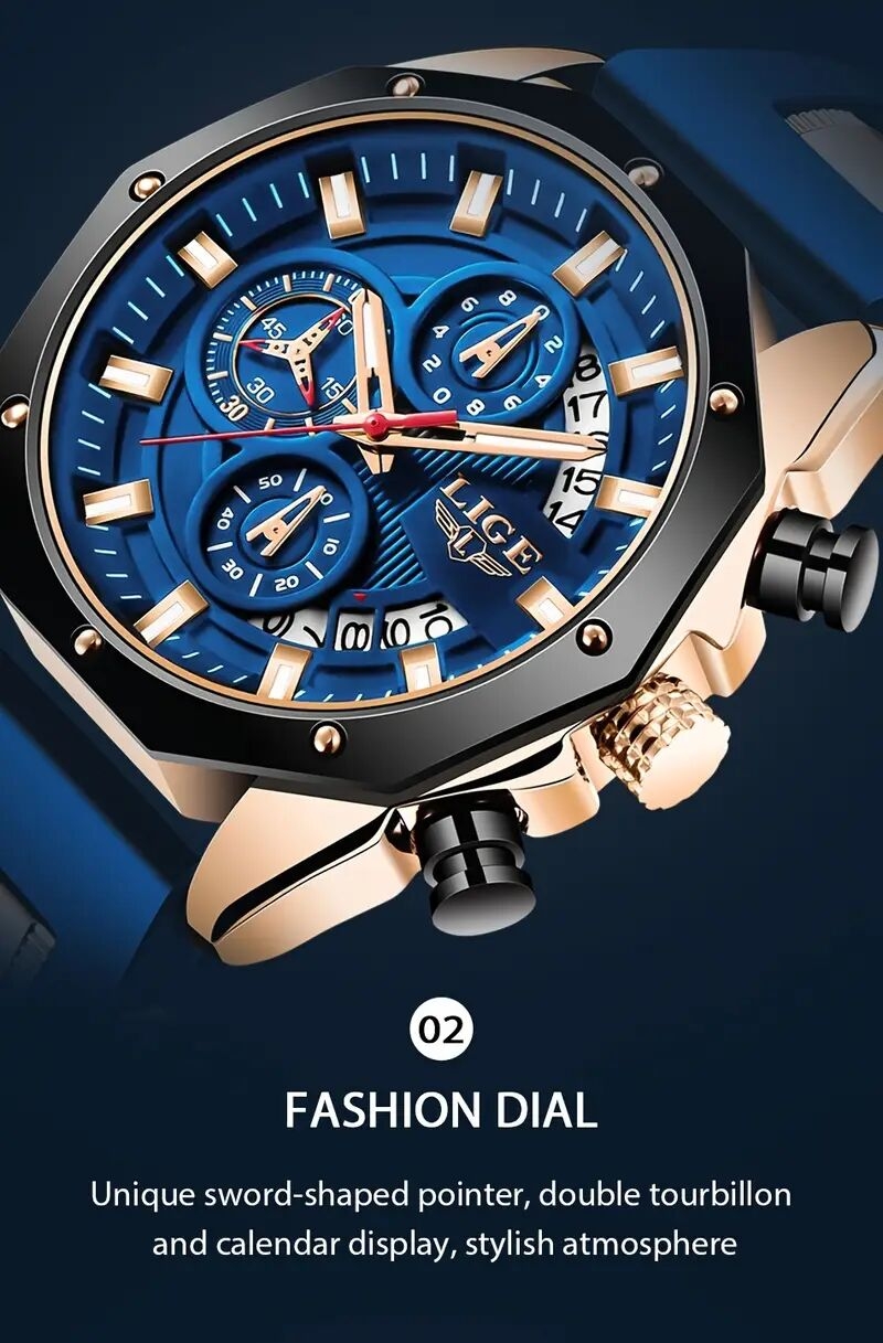 2024 mens watch chronograph calendar luminous quartzwatch outdoor casual waterproof sports watches suitable for to students or men details 6