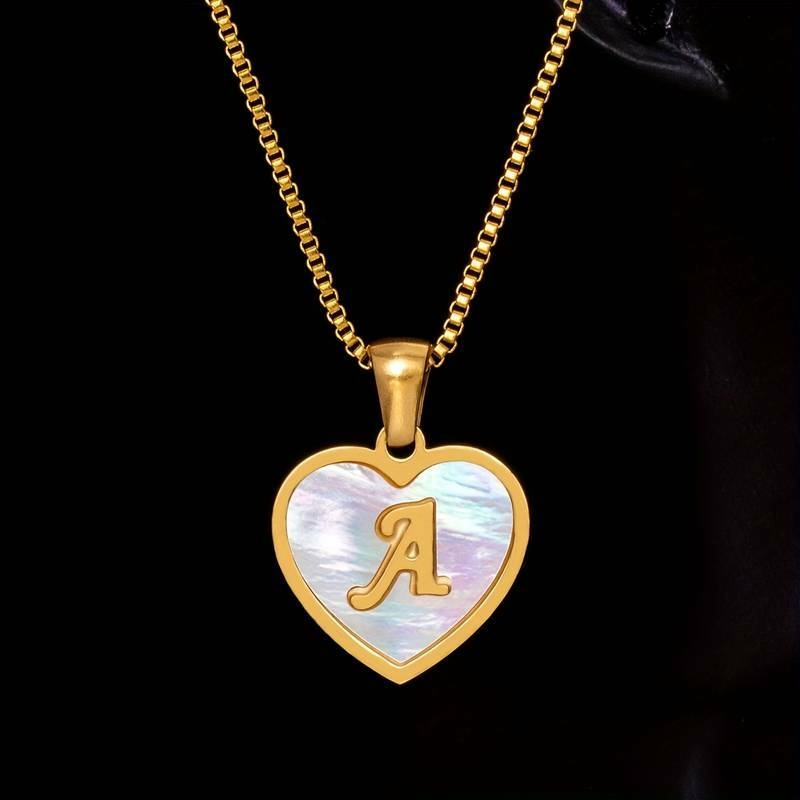 Collier Pendentif En Forme De Cœur Avec Lettre Initiale Anglaise Et Chaîne En Acier Inoxydable, Cadeau Classique Pour Anniversaire Et Fête Des Femmes détails 5