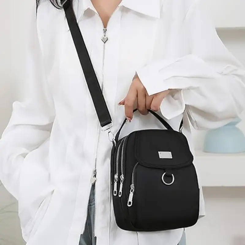 时尚牛津布邮差包，纯色休闲单肩背包，多功能斜挎包，大容量，拉链封口，男女通用，适合外出和日常使用 2