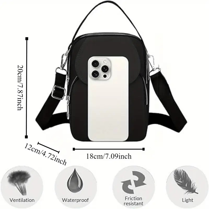 时尚牛津布邮差包,纯色休闲单肩背包,多功能斜挎包,大容量,拉链封口,男女通用,适合外出和日常使用 5