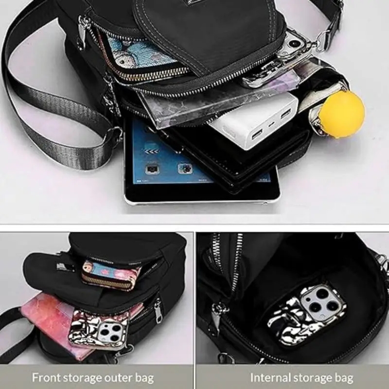 时尚牛津布邮差包，纯色休闲单肩背包，多功能斜挎包，大容量，拉链封口，男女通用，适合外出和日常使用 6