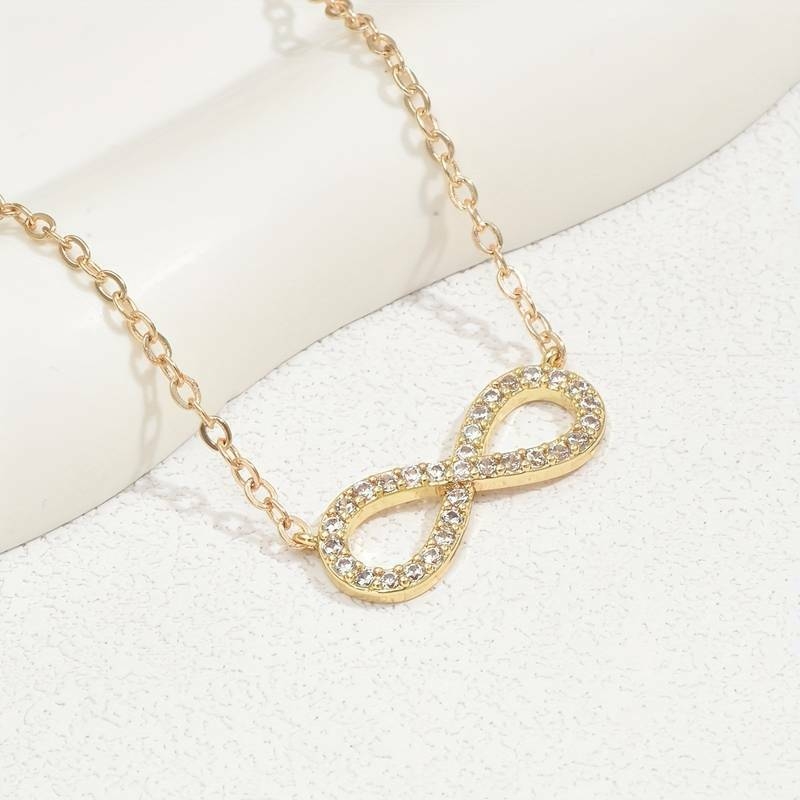 Infinity Symbole Pendentif Collier Zircon Incrusté 8 Forme Clavicule Chaîne Pour Femmes Filles Cadeau détails 0