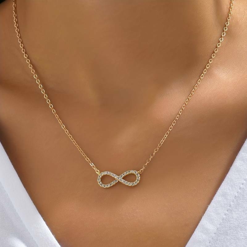 Infinity Symbole Pendentif Collier Zircon Incrusté 8 Forme Clavicule Chaîne Pour Femmes Filles Cadeau détails 1