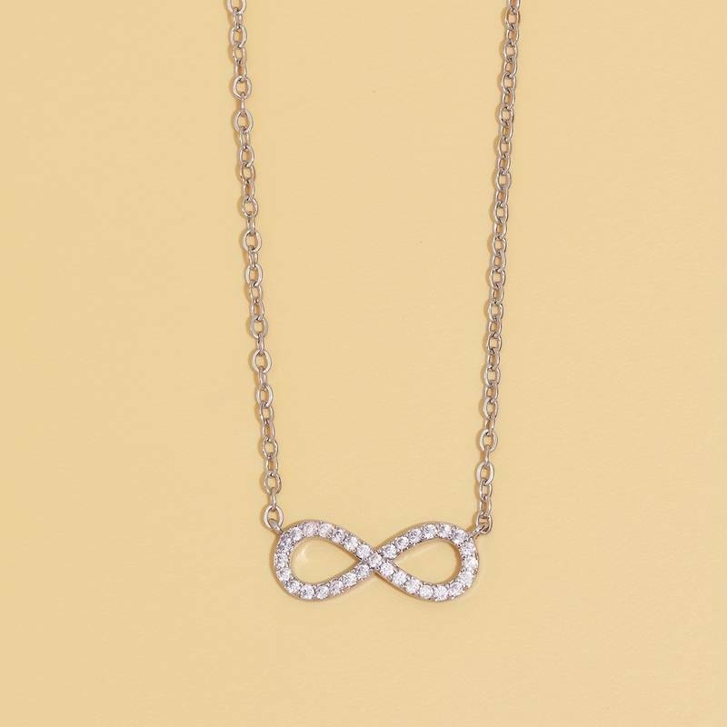 Infinity Symbole Pendentif Collier Zircon Incrusté 8 Forme Clavicule Chaîne Pour Femmes Filles Cadeau détails 6