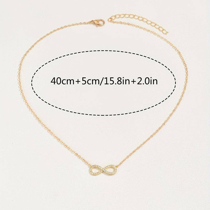 Infinity Symbole Pendentif Collier Zircon Incrusté 8 Forme Clavicule Chaîne Pour Femmes Filles Cadeau détails 3