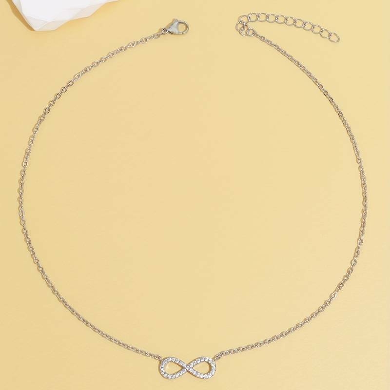 Infinity Symbole Pendentif Collier Zircon Incrusté 8 Forme Clavicule Chaîne Pour Femmes Filles Cadeau détails 5