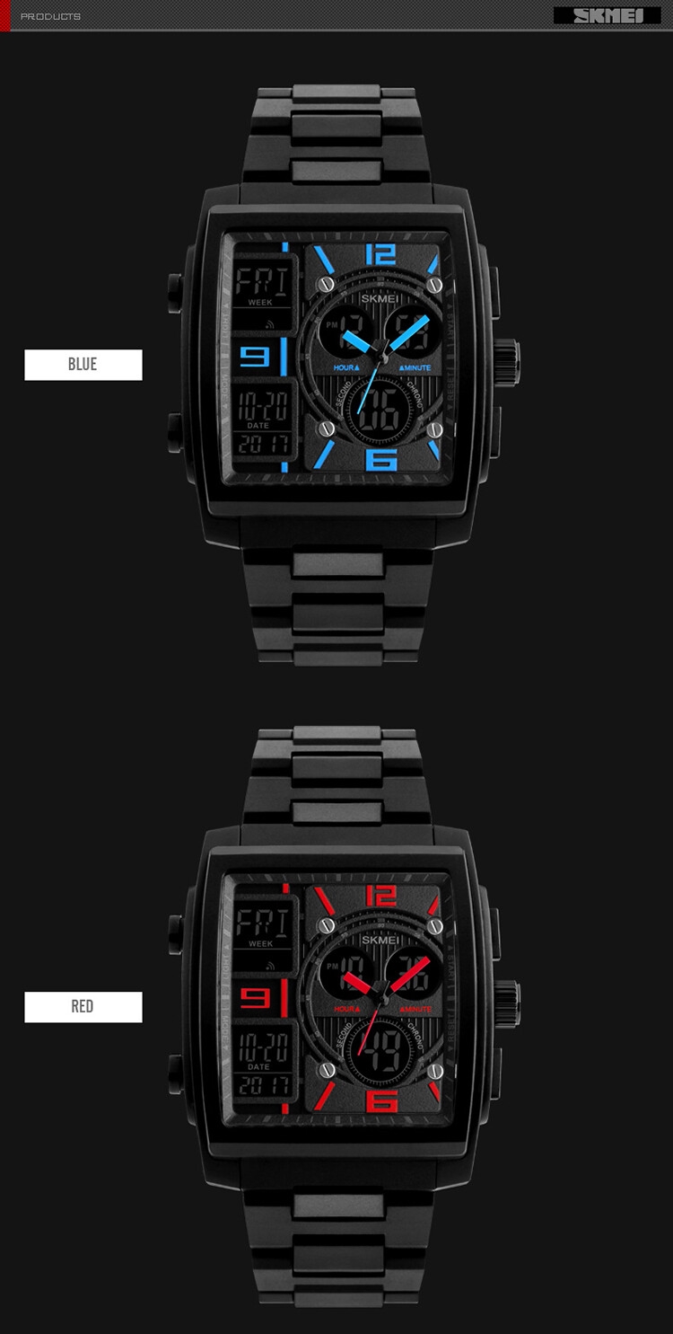SKMEI Watches Men 1274 Fashion Count Chronograph Alarm Sport Watch Watwrproof Relogio Masculino EL Light Digital Wristwatches