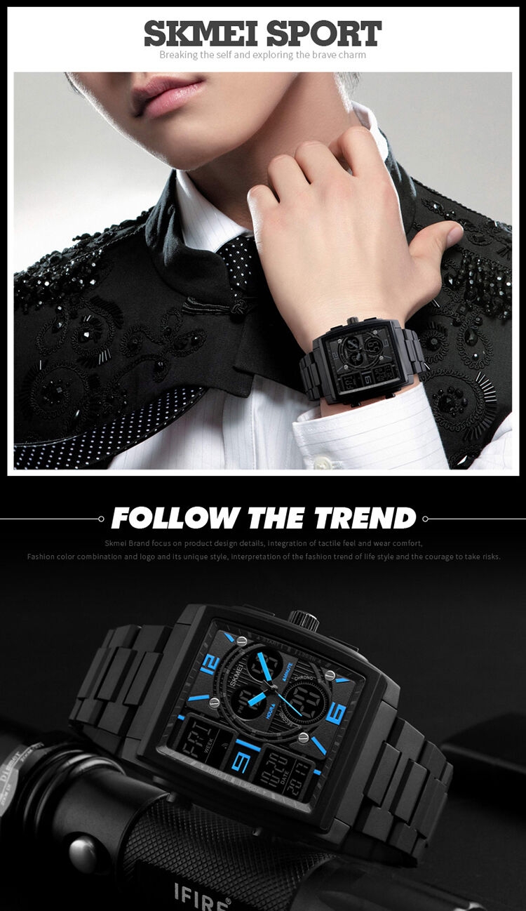 SKMEI Watches Men 1274 Fashion Count Chronograph Alarm Sport Watch Watwrproof Relogio Masculino EL Light Digital Wristwatches