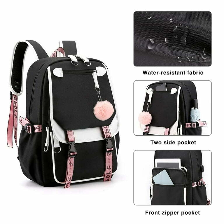 Backpack for Girls Kids Schoolbag Teen Bookbags Casual College Daypack with USB Charging Port, by PAKASEPT