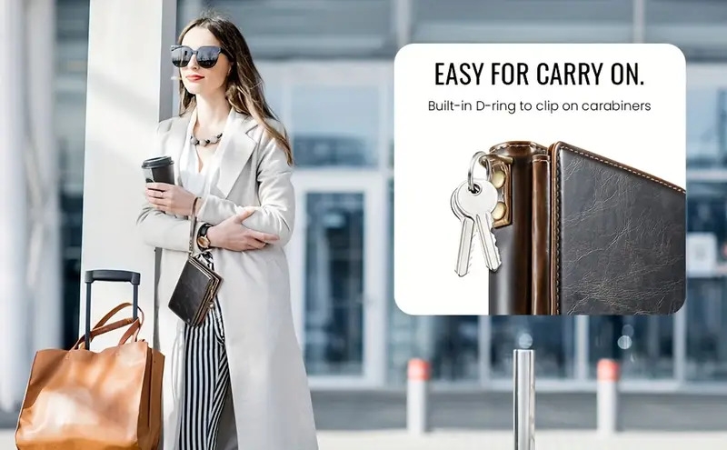 rfid屏蔽护照夹 - 大号仿皮旅行钱包,带可拆卸腕带,安全拉链闭合,多个卡槽和rfid屏蔽技术,适合男女,旅行护照夹,安全文件存储,时尚设计,耐用结构 商品详情 9