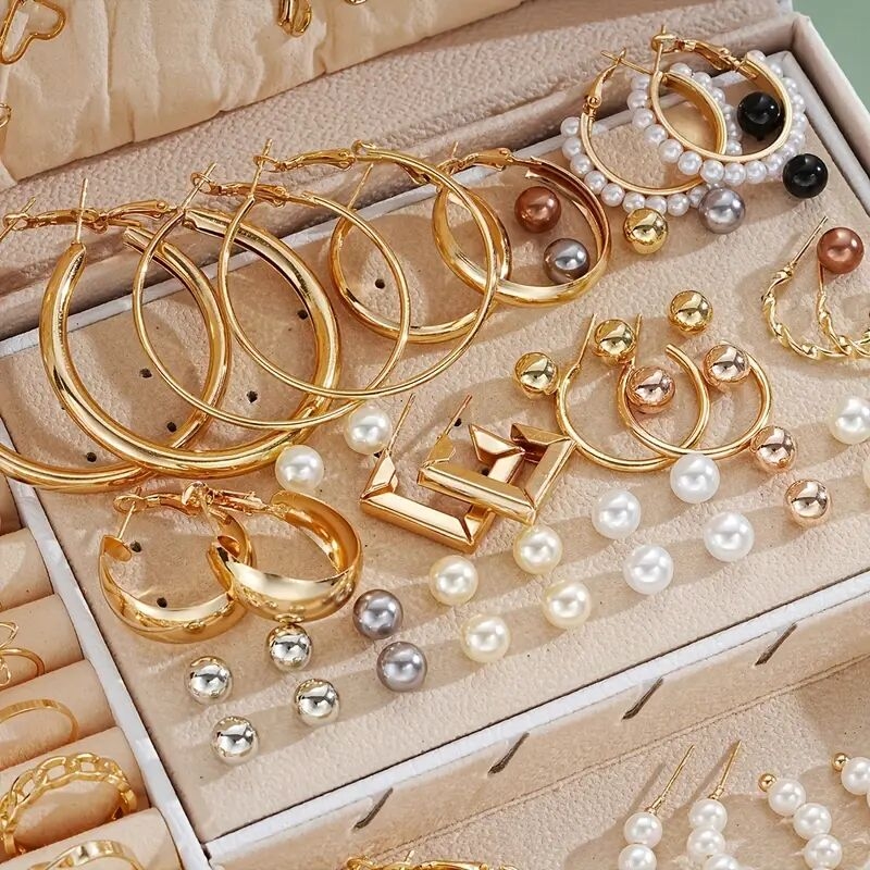 86pcs chic jewelry set including necklaces earrings rings match daily outfits party accessories casual dating decor details 5