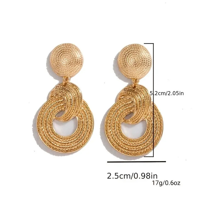 geometric dangle earrings plated alloy round earrings for women 详情 3