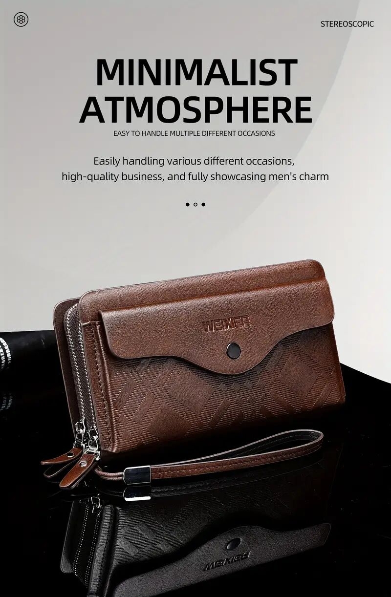   mens long wallet   large capacity multi card slot with phone holder and wrist strap design for going out hand wash or   clean Product details 0