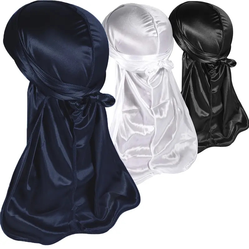 3pcs set durag silky durags pack for waves mens bandana satin durag details 1