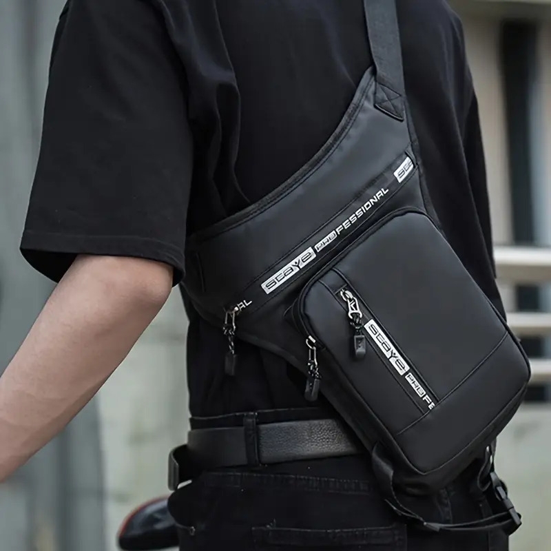 mens lightweight nylon running fanny pack multi functional crossbody mini leg bag with mobile phone pouch street style durable   zipper   random Product details 9