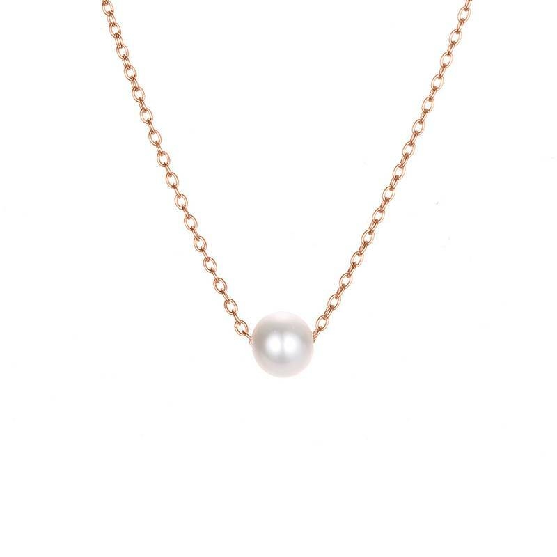 Collier en acier inoxydable blanc avec fausse perle, chaîne de clavicule, bijou de cou simple et polyvalent, cadeau détails 2