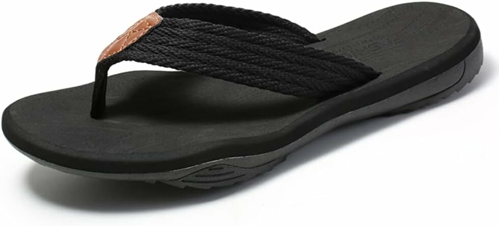MGGMOKAY Men's Flip Flops Sandal Comfortable Thong Sandals Arch Support Casual T-Strap Sandals for Men Summer Beach Slides Shoes